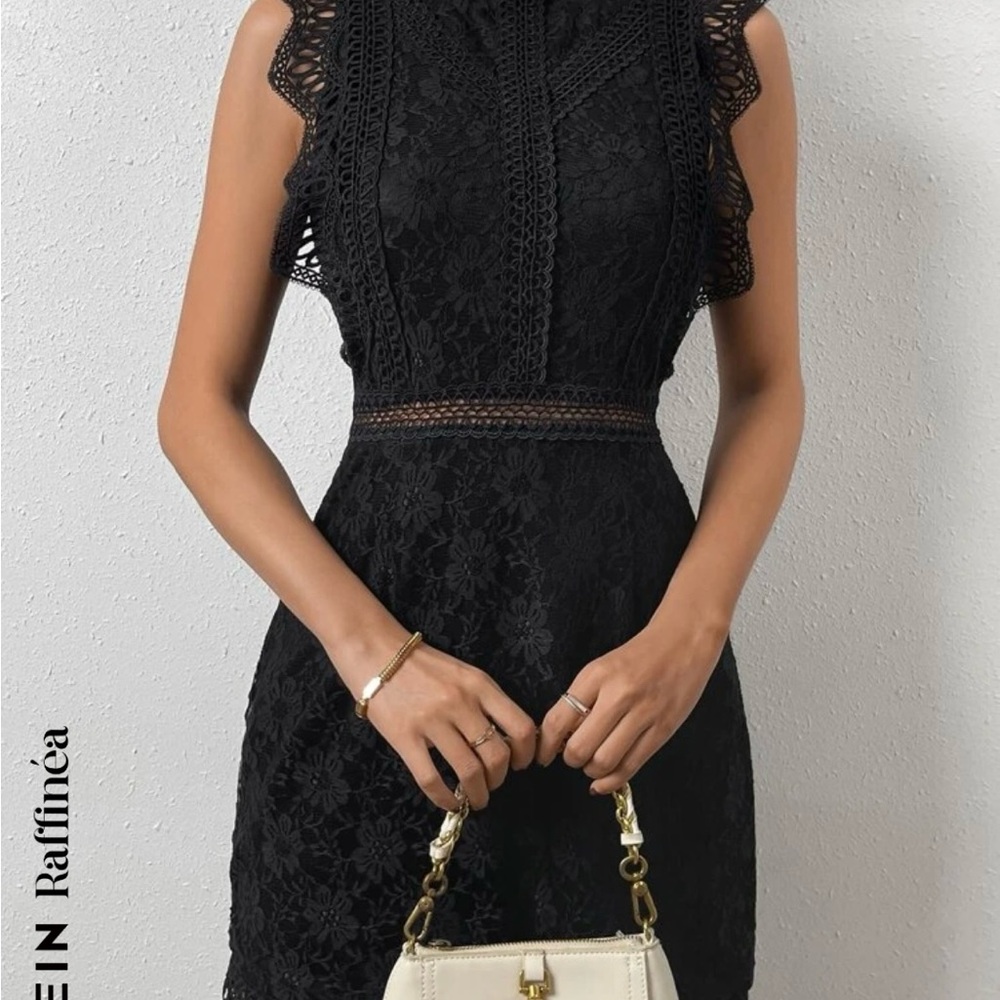 Black Sheath Mini Dress Mock Neck Sleeveless